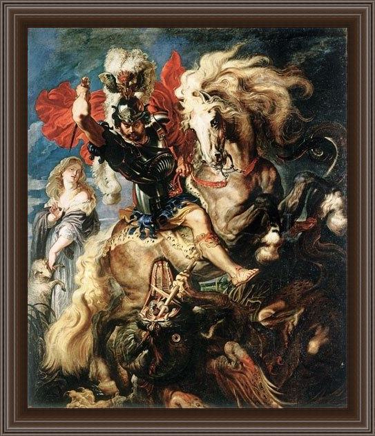 Framed Peter Paul Rubens st george dragon rubens painting