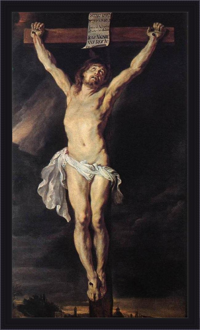Framed Peter Paul Rubens the crucified christ painting