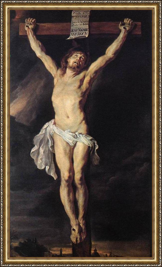 Framed Peter Paul Rubens the crucified christ painting