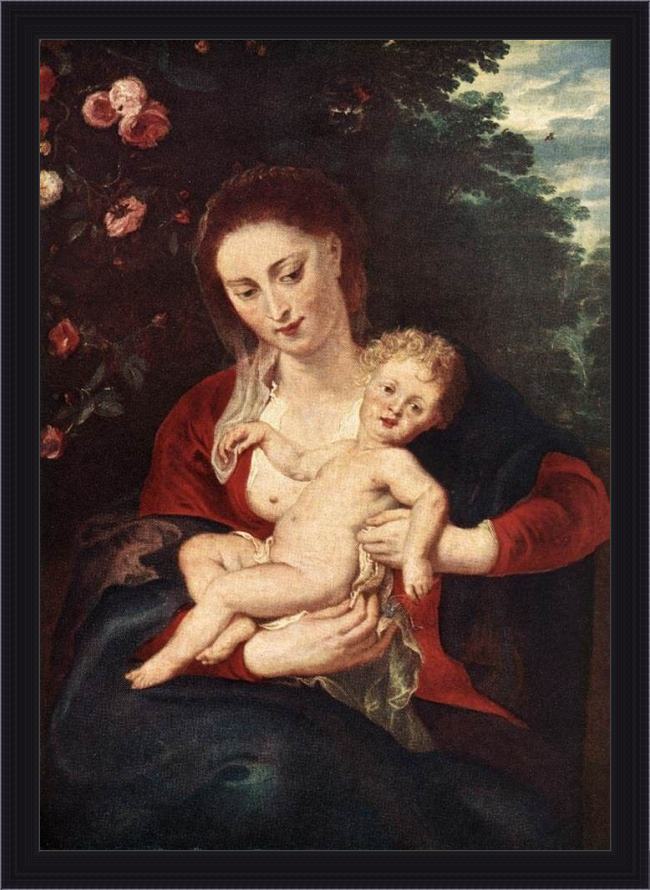 Framed Peter Paul Rubens virgin and child painting