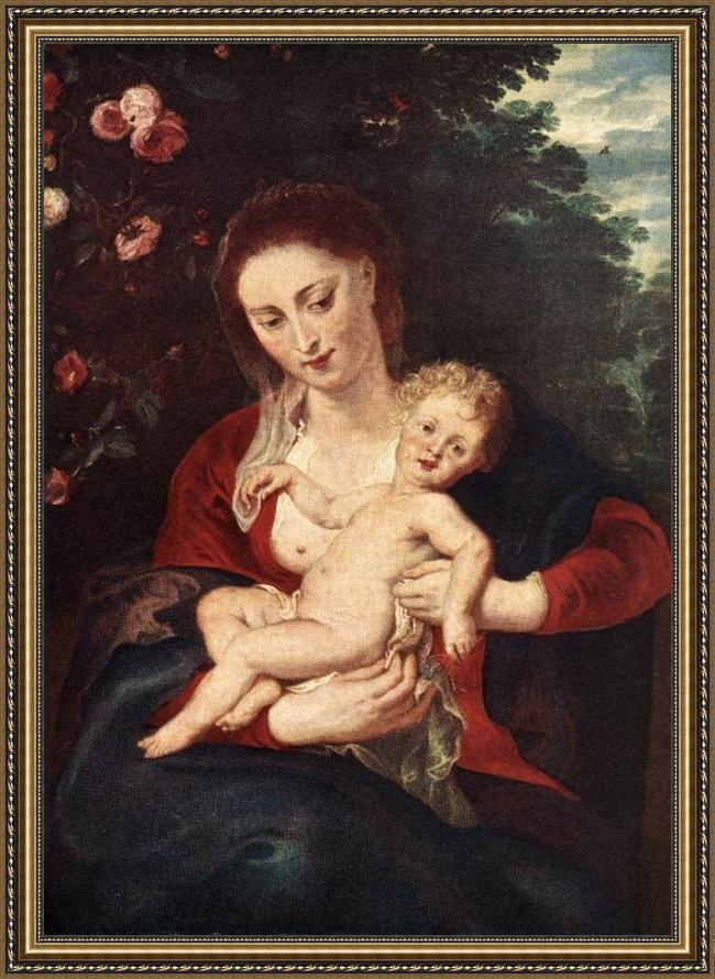 Framed Peter Paul Rubens virgin and child painting