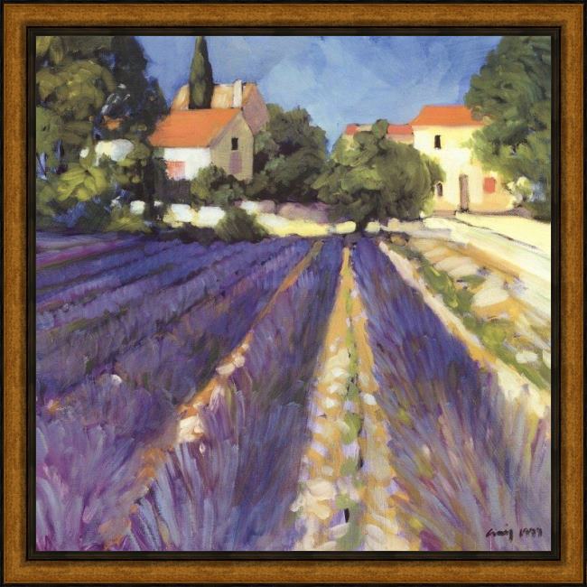 Framed Philip Craig lavender fields painting