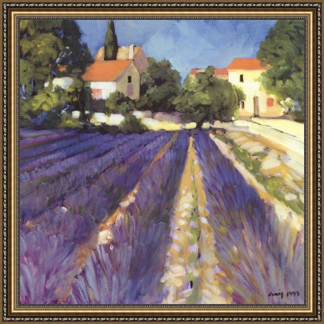 Framed Philip Craig lavender fields painting