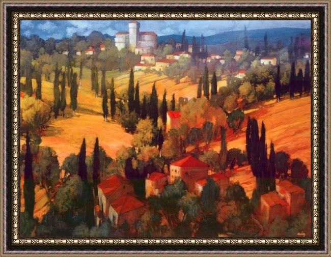 Framed Philip Craig tuscan castle painting