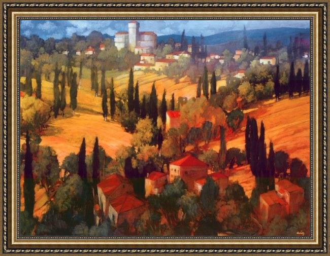 Framed Philip Craig tuscan castle painting