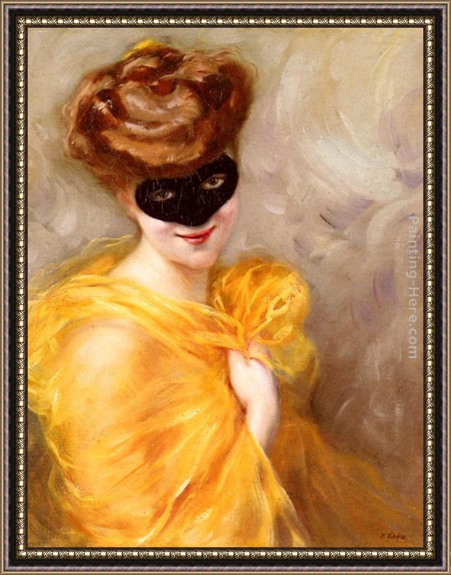 Framed Pierra Ribera lady at a masked ball painting