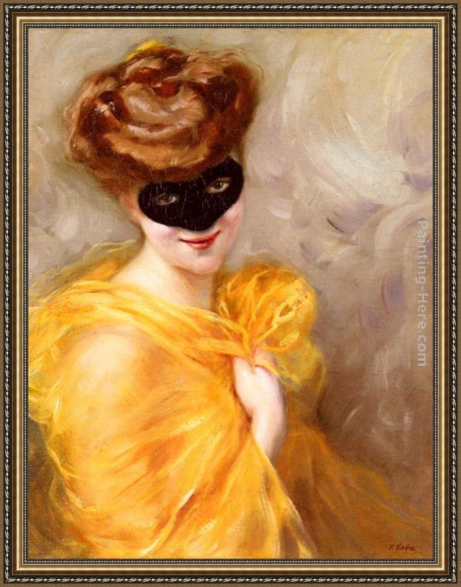 Framed Pierra Ribera lady at a masked ball painting