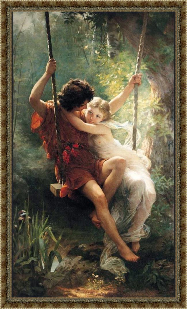 Framed Pierre-Auguste Cot spring painting