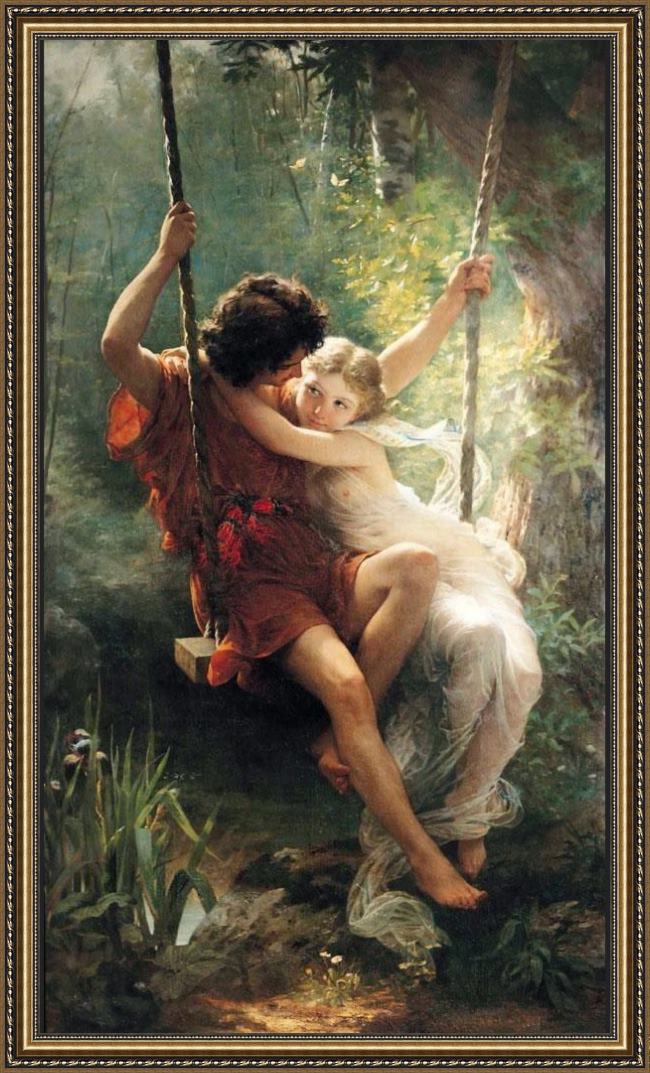 Framed Pierre-Auguste Cot spring painting