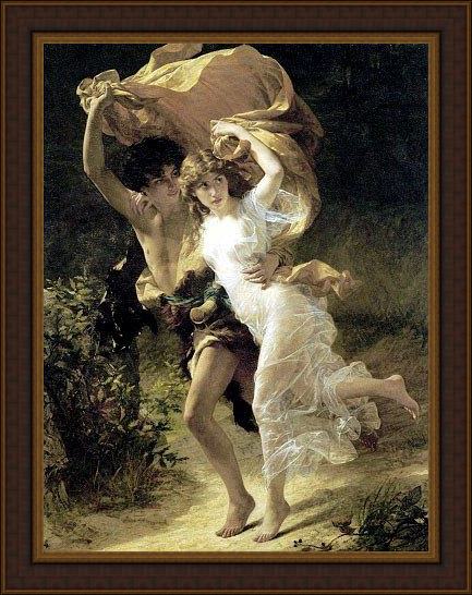 Framed Pierre-Auguste Cot the storm painting