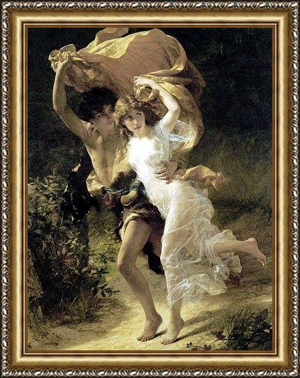 Framed Pierre-Auguste Cot the storm painting