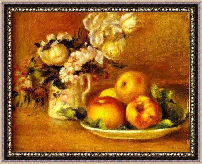 Framed Pierre Auguste Renoir apples and flowers (les pommes et fleurs) painting