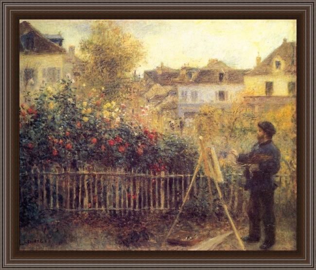 Framed Pierre Auguste Renoir claude monet painting in his garden at argenteuil painting