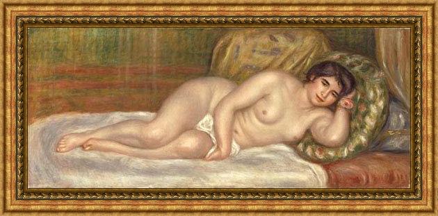 Framed Pierre Auguste Renoir femme nue couchee painting
