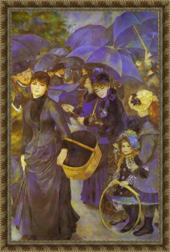 Framed Pierre Auguste Renoir the umbrellas painting