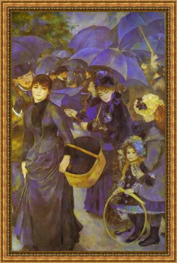 Framed Pierre Auguste Renoir the umbrellas painting