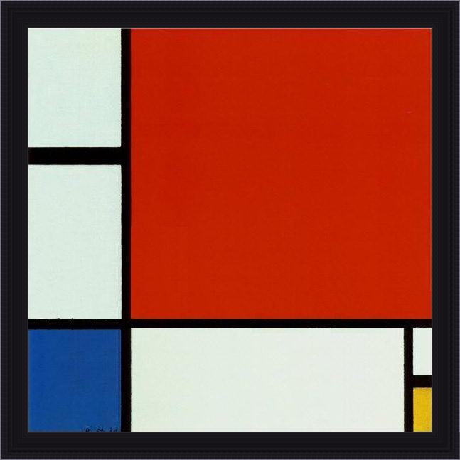 Framed Piet Mondrian composition with red blue yellow 2 painting