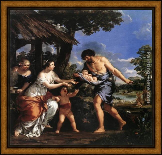 Framed Pietro da Cortona romulus and remus given shelter by faustulus painting