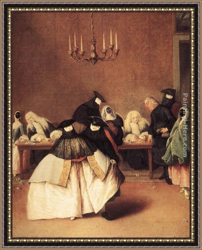 Framed Pietro Longhi il ridotto painting