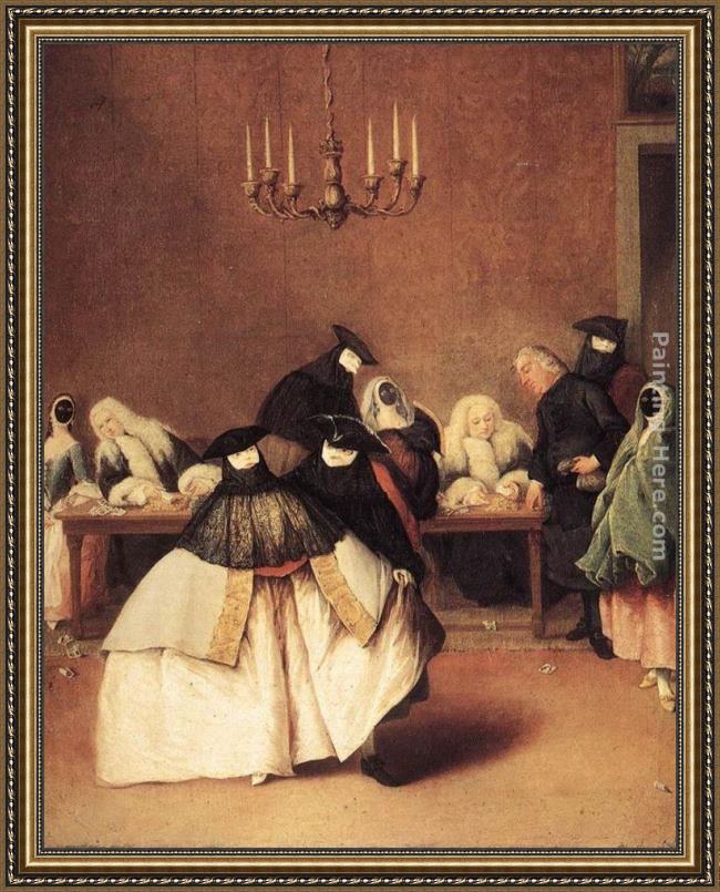 Framed Pietro Longhi il ridotto painting