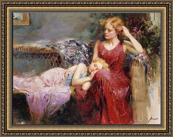 Framed Pino a mother's love painting