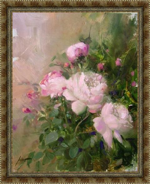 Framed Pino rose garden painting