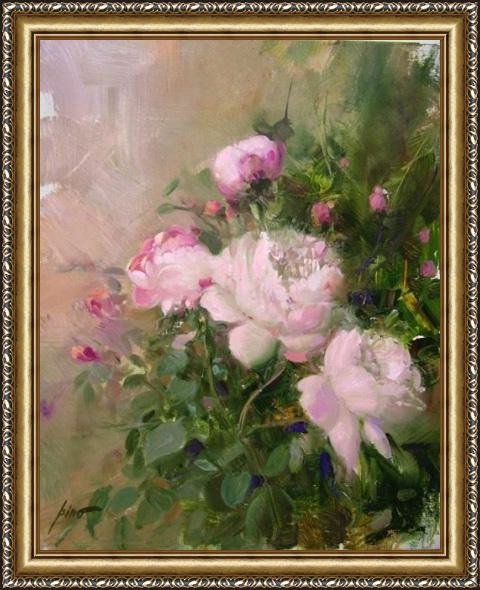 Framed Pino rose garden painting