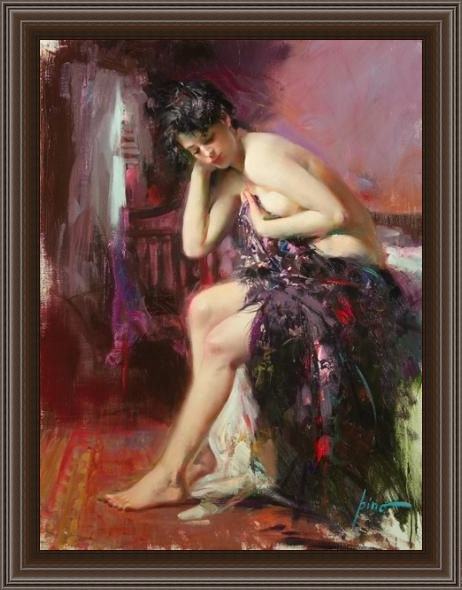 Framed Pino woman reclining painting