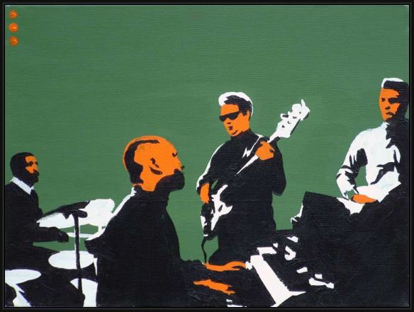 Framed Pop art booker t & the mgs on green painting