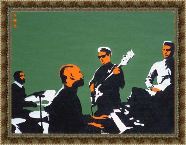 Framed Pop art booker t & the mgs on green painting