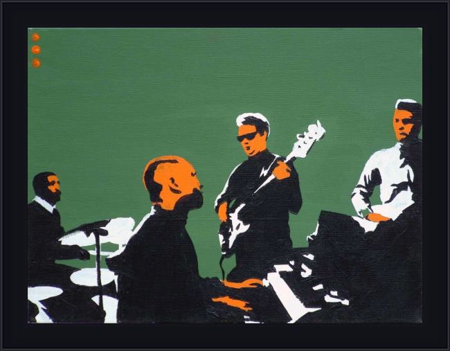 Framed Pop art booker t & the mgs on green painting