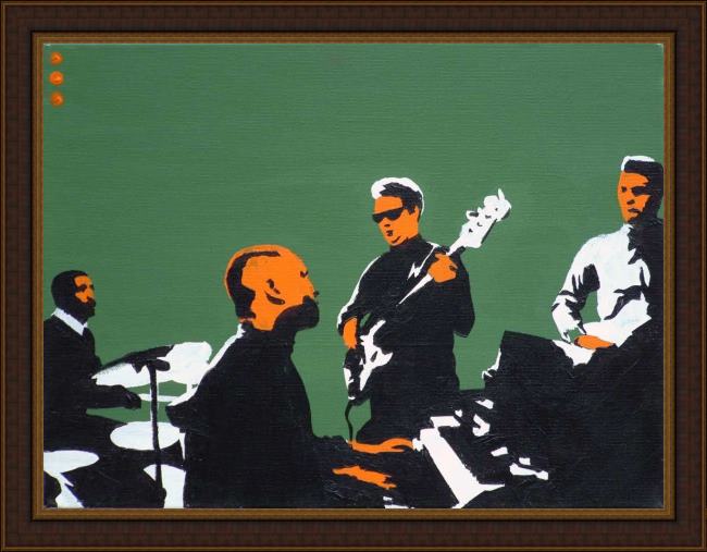 Framed Pop art booker t & the mgs on green painting