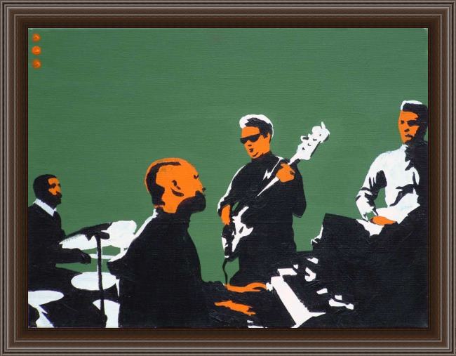 Framed Pop art booker t & the mgs on green painting