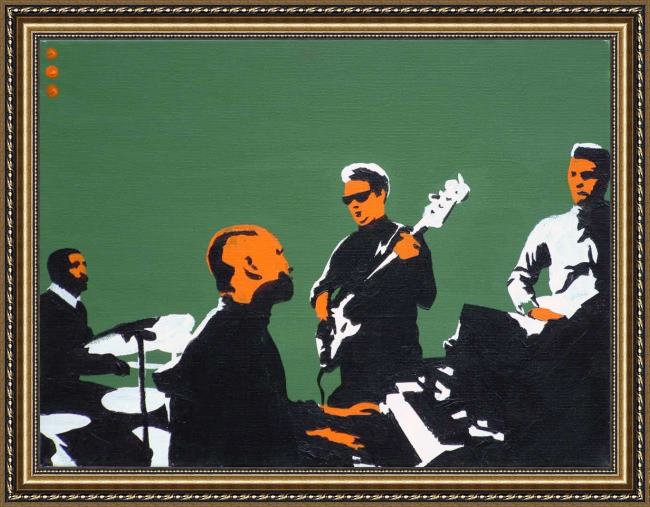 Framed Pop art booker t & the mgs on green painting