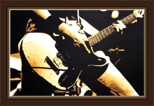 Framed Pop art guitar painting
