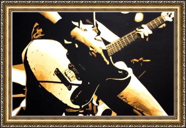Framed Pop art guitar painting