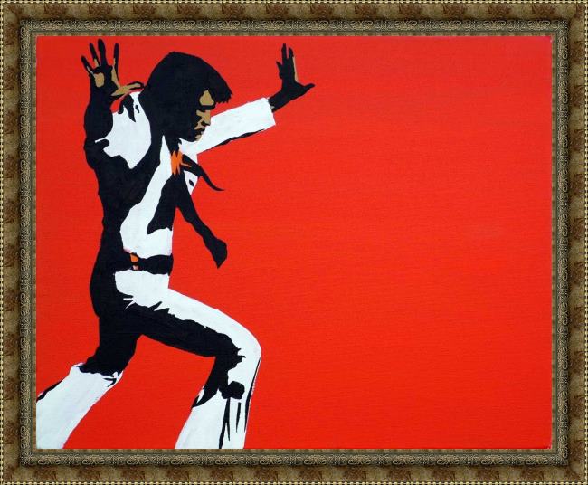 Framed Pop art king elvis on red painting