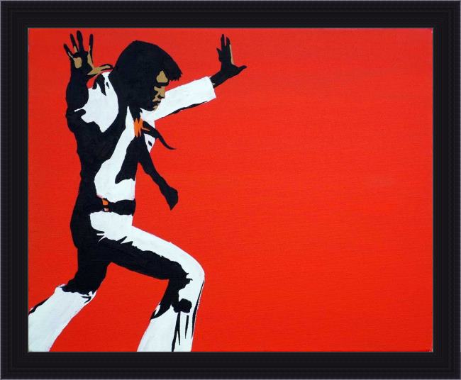 Framed Pop art king elvis on red painting