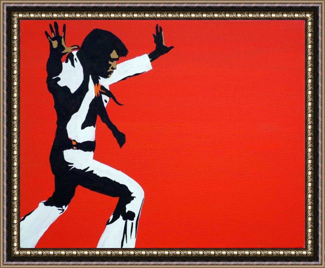 Framed Pop art king elvis on red painting