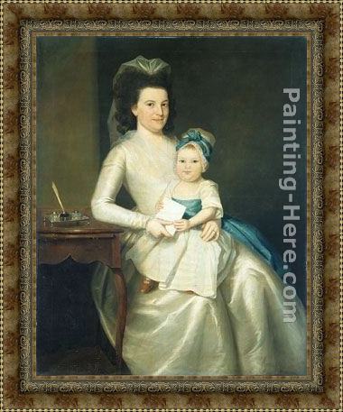 Framed Ralph Earl lady williams and child painting