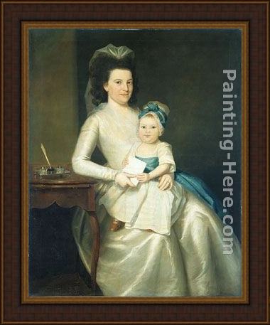 Framed Ralph Earl lady williams and child painting