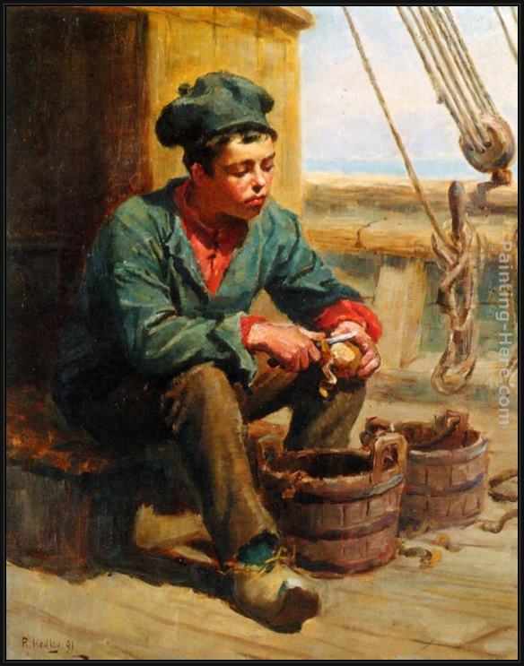 Framed Ralph Hedley the cabin boy painting