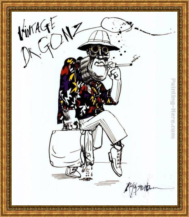 Framed Ralph Steadman Art fear and loathing in las vegas i painting