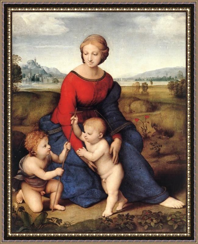 Framed Raphael madonna of belvedere painting