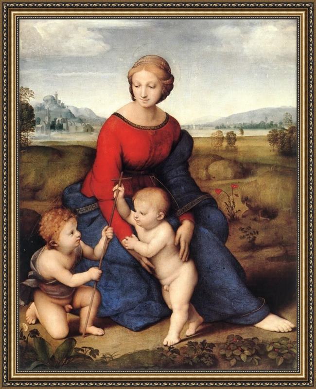 Framed Raphael madonna of belvedere painting