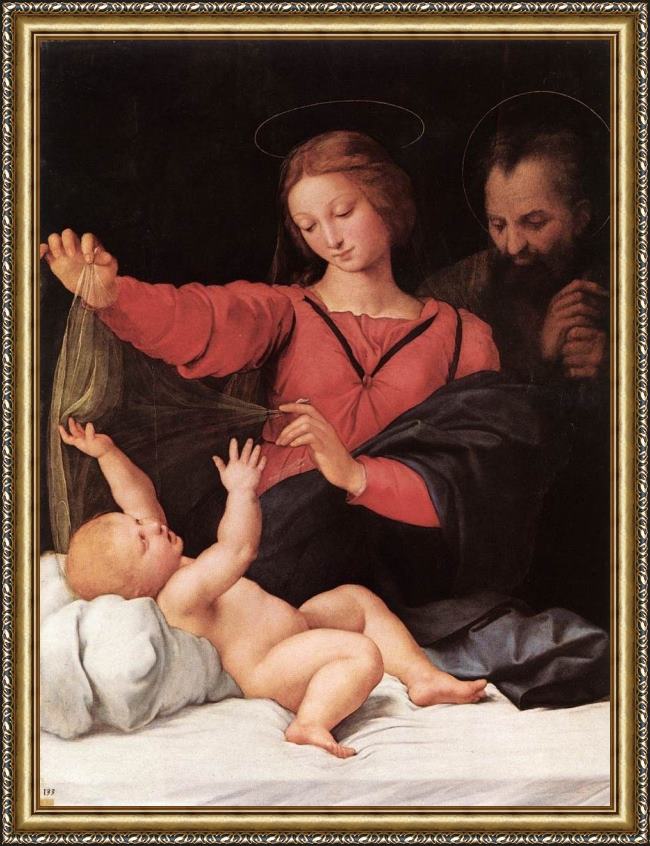 Framed Raphael madonna of loreto painting