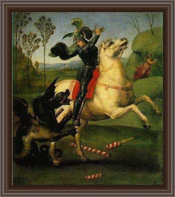 Framed Raphael saint george and the dragon painting