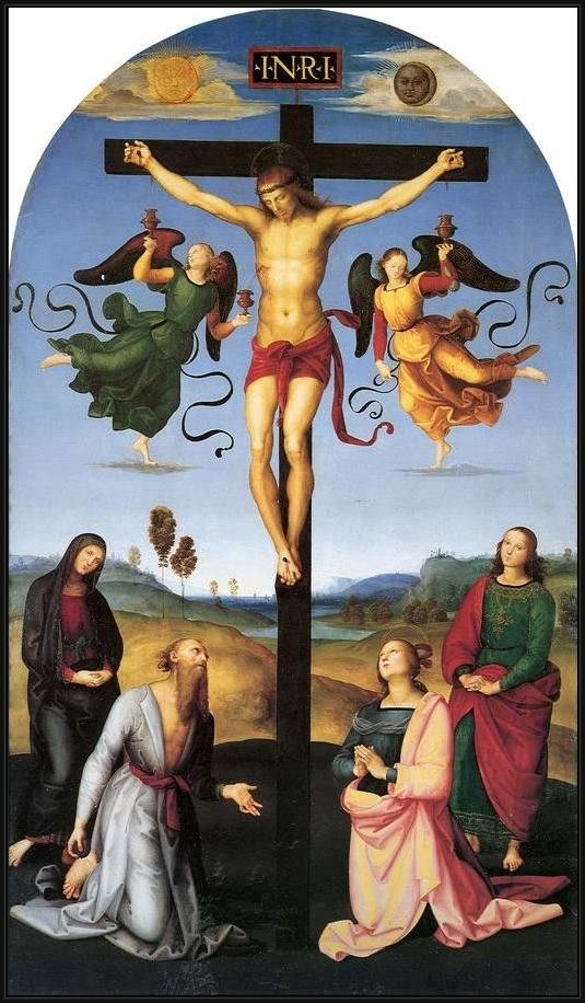 Framed Raphael the mond crucifixion painting