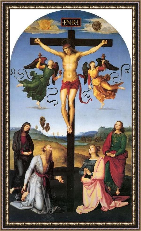 Framed Raphael the mond crucifixion painting