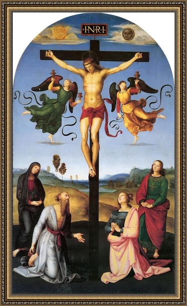 Framed Raphael the mond crucifixion painting